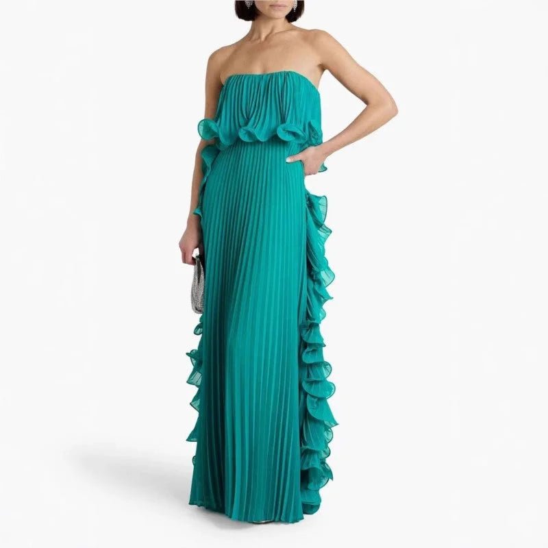 Lightweight flowy beach dress in soft pleated chiffon